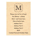 Your Letter. Custom Monogram. Parchment Pattern. Personalised Invitation