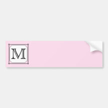 Your Letter. Custom Monogram. Pink Black White Bumper Stickers