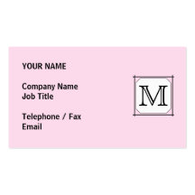 Your Letter. Custom Monogram. Pink Black White Business Card Template