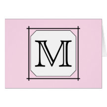 Your Letter. Custom Monogram. Pink Black White Card