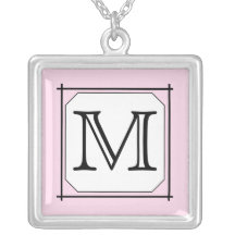 Your Letter. Custom Monogram. Pink Black White Necklaces