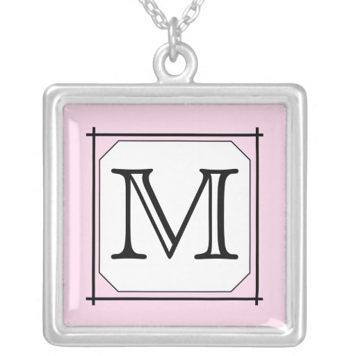 Your Letter. Custom Monogram. Pink Black White Necklaces