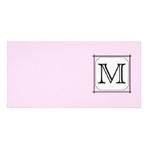 Your Letter. Custom Monogram. Pink Black White Picture Card