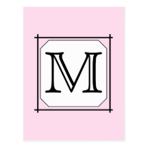 Your Letter. Custom Monogram. Pink Black White Postcards