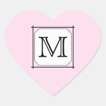 Your Letter. Custom Monogram. Pink Black White Heart Stickers