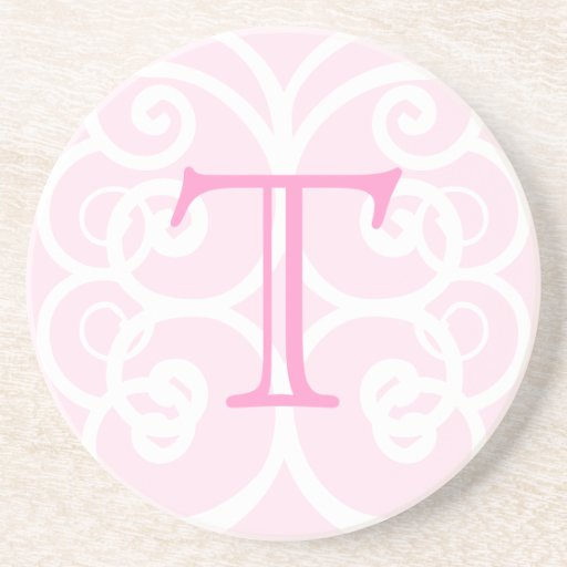 Your Letter. Custom Pink Swirl Monogram. Drink Coasters