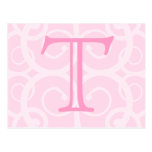 Your Letter. Custom Pink Swirl Monogram. Postcard