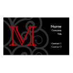 Your Letter. Custom Red Swirl Monogram. Business Cards