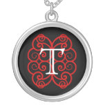 Your Letter. Custom Red Swirl Monogram. Necklace