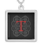 Your Letter. Custom Red Swirl Monogram. Necklaces