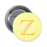 Your Letter. Custom Yellow Sun Ray Monogram. Pinback Button