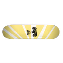 Your Letter. Custom Yellow Sun Ray Monogram. Custom Skate Board