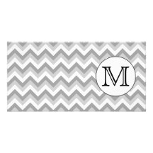 Your Letter. Grey Zigzag Pattern Monogram. Photo Card Template