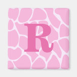 Your Letter Monogram. Custom. Pink Giraffe Pattern Refrigerator Magnet