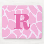 Your Letter Monogram. Custom. Pink Giraffe Pattern Mouse Mats