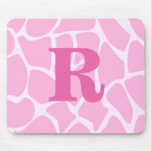 Your Letter Monogram. Custom. Pink Giraffe Pattern Mouse Mats
