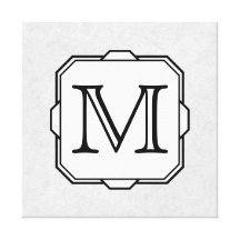 Your Letter. Monogram in Grey, Black and White. Stretched Canvas Prints
