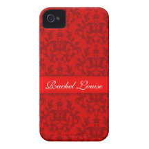 "Your name" damask red iphone4S barely case Case-Mate iPhone 4 Cases