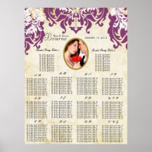Your Photo Damask Seating Chart Alphabetical Posters