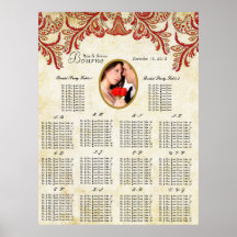 Your Photo Vintage  Seating Chart Alphabetical Print