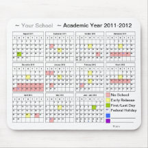 ~Your School~ 2011-12 Academic Year Calendar Mousemats