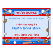 "You're Invited" customisable Sports invitations