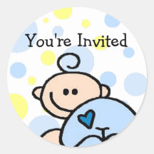 You're Invited OH BOY Round Stickers