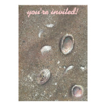 you're invited seashell, beach, invitation card