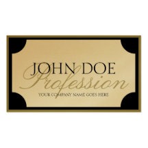 YourJobTitle W/B Gold Border/Customisable Script Business Card