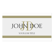 YourJobTitle White Gold Stripes Business Cards