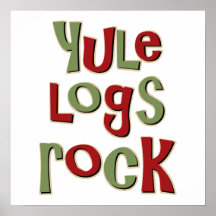 Yule Logs Rock Christmas Design Poster