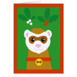 Yuletide ferret greeting card