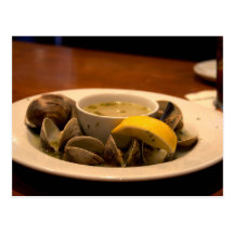 Yummy Bowl Of Steamed Clams In Broth Postcard
