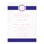 Z Monogram Dot Circle Wedding Invitations (Navy)