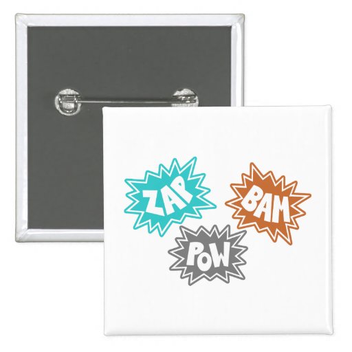 ZAP BAM POW Comic Sound FX - Orange Pins
