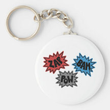 ZAP BAM POW Comic Sound FX - Original Key Chains