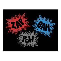 ZAP BAM POW Comic Sound FX - Original Postcards