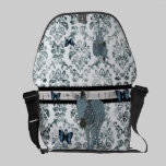 Zeb Boho Blue Topaz Butterflies Grunge Damask Mess messenger bags
