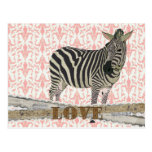 Zeb Gold & Pink Love Damask  Postcard