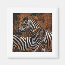 Zebra and foal safari art refrigerator magnet