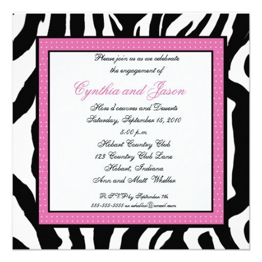 Zebra and Hot  pink -Engagement Party invitations