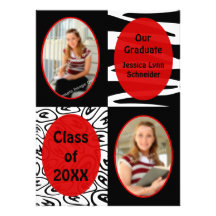 Zebra and Leopard Print Photo Graduation Personalised Invitation