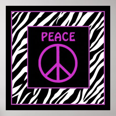 Heavainc Devz Zebra Purple Peace Sign Wall Decor Posterszazzle
