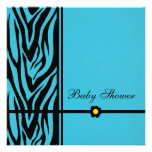 Zebra Blue-Baby Shower Boy Personalised Announcement