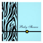 Zebra Blue-Baby Shower Boy Personalised Announcement