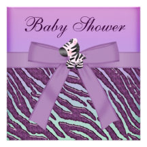 Zebra & Cupcakes Purple Baby Shower Personalised Invitation