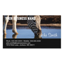 Zebra drinking water business card