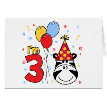Zebra Face 3rd Birthday Invitation Greeting Cards