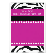 Zebra Girl Baby shower Invitation
