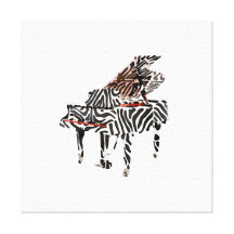 Zebra Grand Piano ~ 12x12 .75 Thick Canvas Stretched Canvas Print